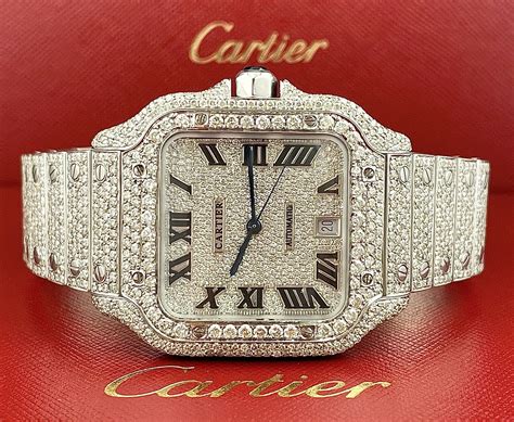 cartier watch with diamonds price|cartier santos iced out price.